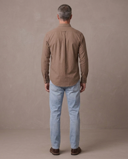 Camisa Oxford de algodón Bruno, vista de espalda - Marrón tabaco