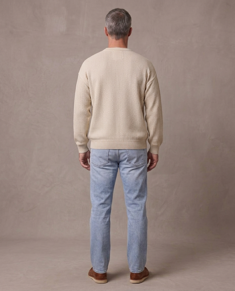 Jersey de gofre efecto capas Iker, vista de espalda - Beige