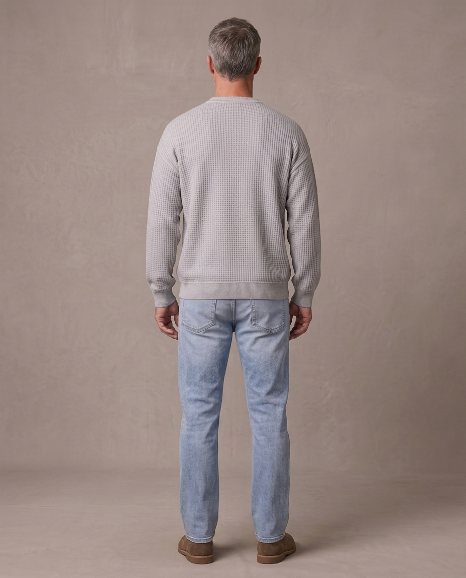 Jersey de gofre efecto capas Iker, vista de espalda - Gris