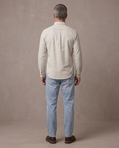 Camisa Oxford de algodón Bruno, vista de espalda - Beige