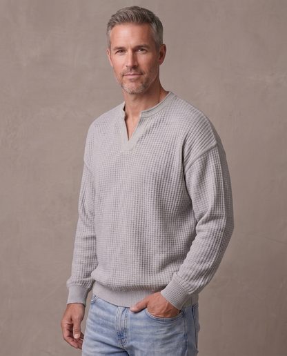 Jersey de gofre efecto capas Iker, vista de tres cuartos - Gris