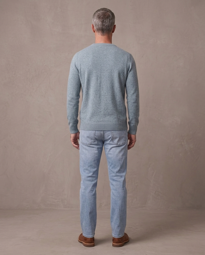Jersey de punto fino Oliver, vista de espalda - Azul grisáceo