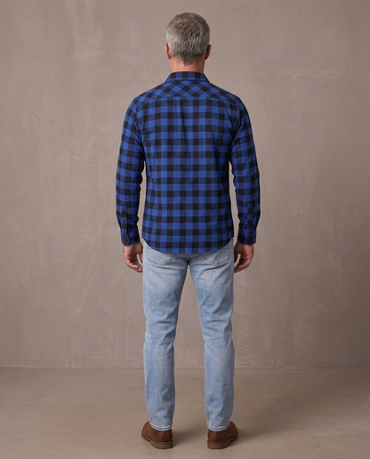 Camisa de cuadros Milo, vista de espalda - Azul