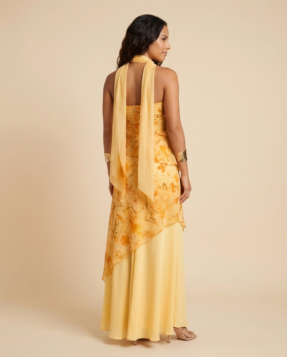 Vestido maxi floral con escote palabra de honor Amelia