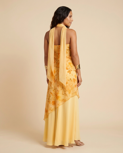 Vestido maxi floral con escote palabra de honor Amelia