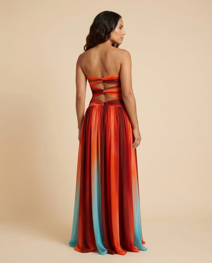 Vestido maxi calado con degradado tie-dye Alba