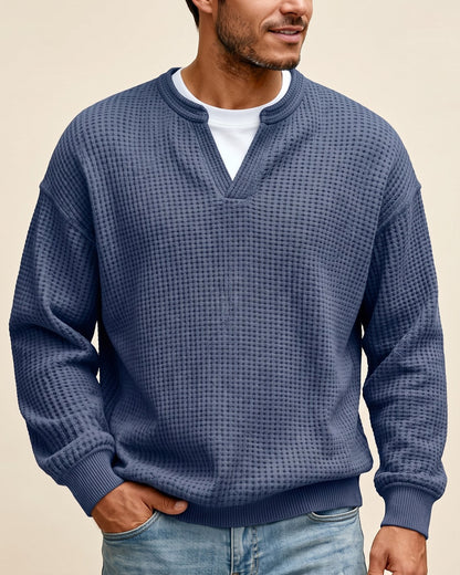 Jersey de gofre efecto capas Iker - Azul marino