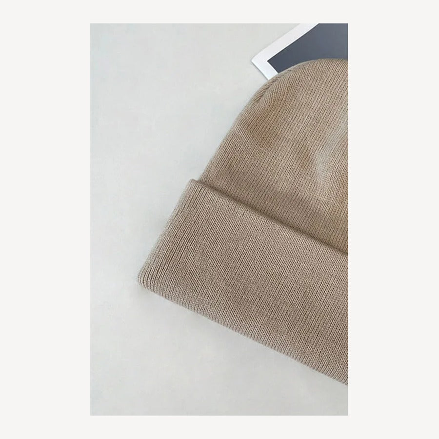 Gorro de punto con vuelta Ivo en color beige - Beige