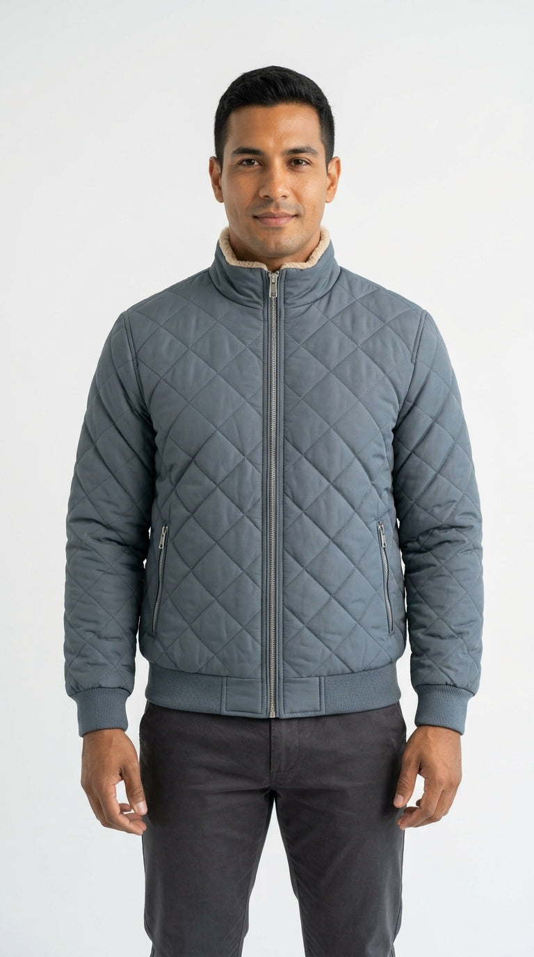 Knox Diamond Bomber - chaqueta bomber acolchada azul grisáceo modelo hombre - Gris