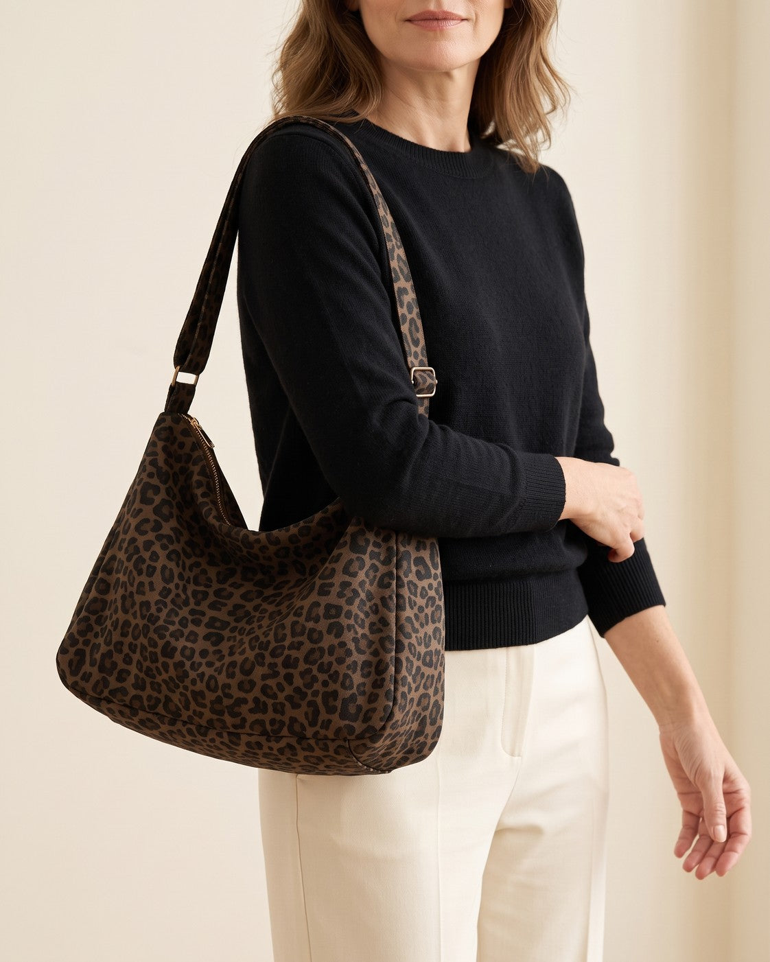 Bolso hobo de leopardo Leire - Leopardo oscuro