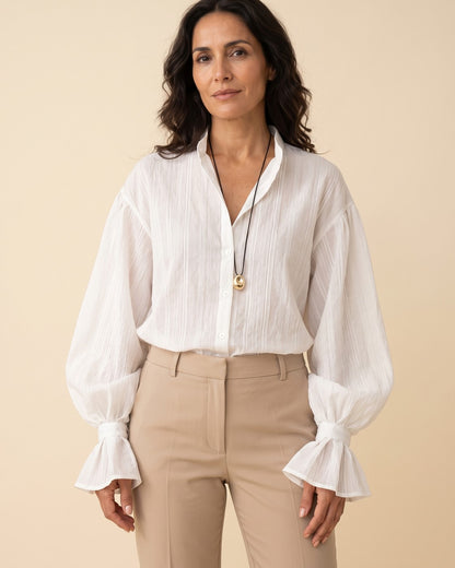 Camisa de algodón con manga globo Lucía