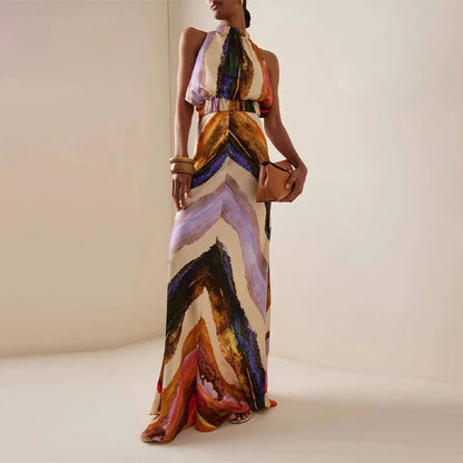 Conjunto de dos piezas halter con estampado artístico Élodie