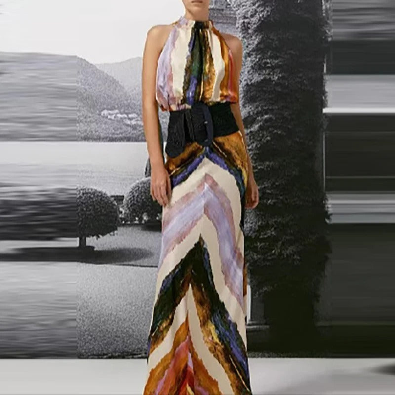 Conjunto de dos piezas halter con estampado artístico Élodie