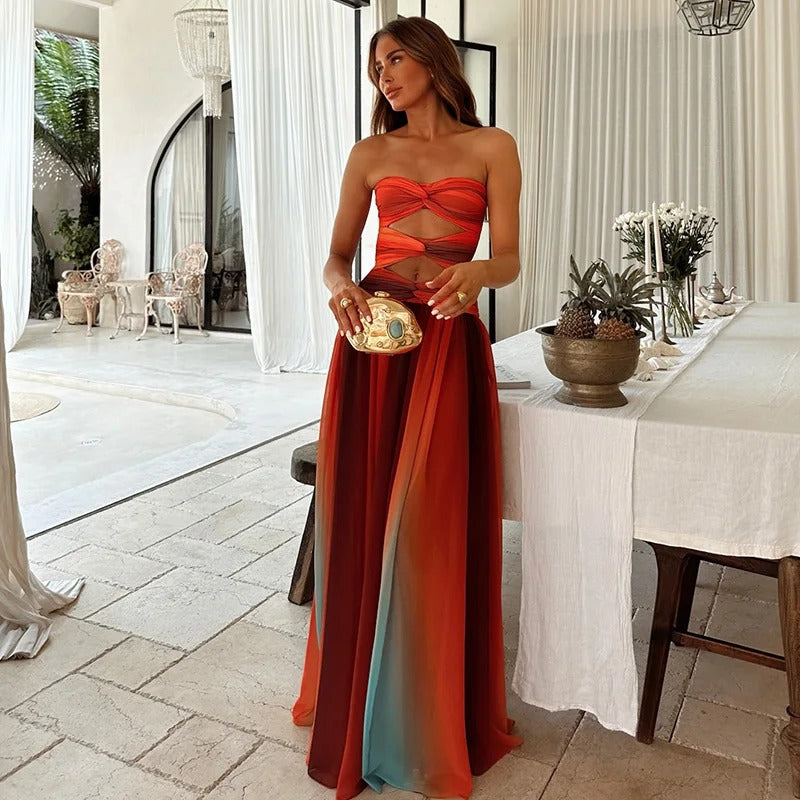 Vestido maxi calado con degradado tie-dye Alba (foto del proveedor)