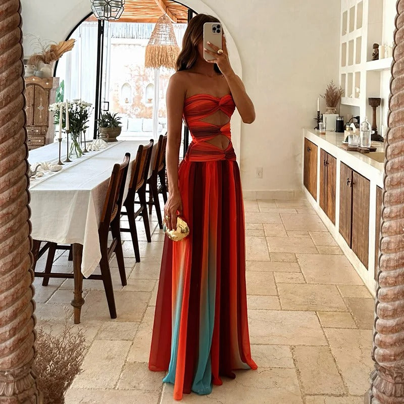 Vestido maxi calado con degradado tie-dye Alba (foto del proveedor)