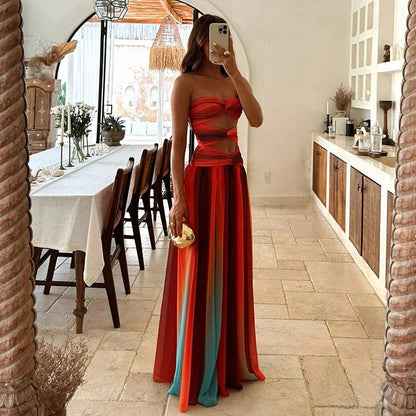 Vestido maxi calado con degradado tie-dye Alba (foto del proveedor)