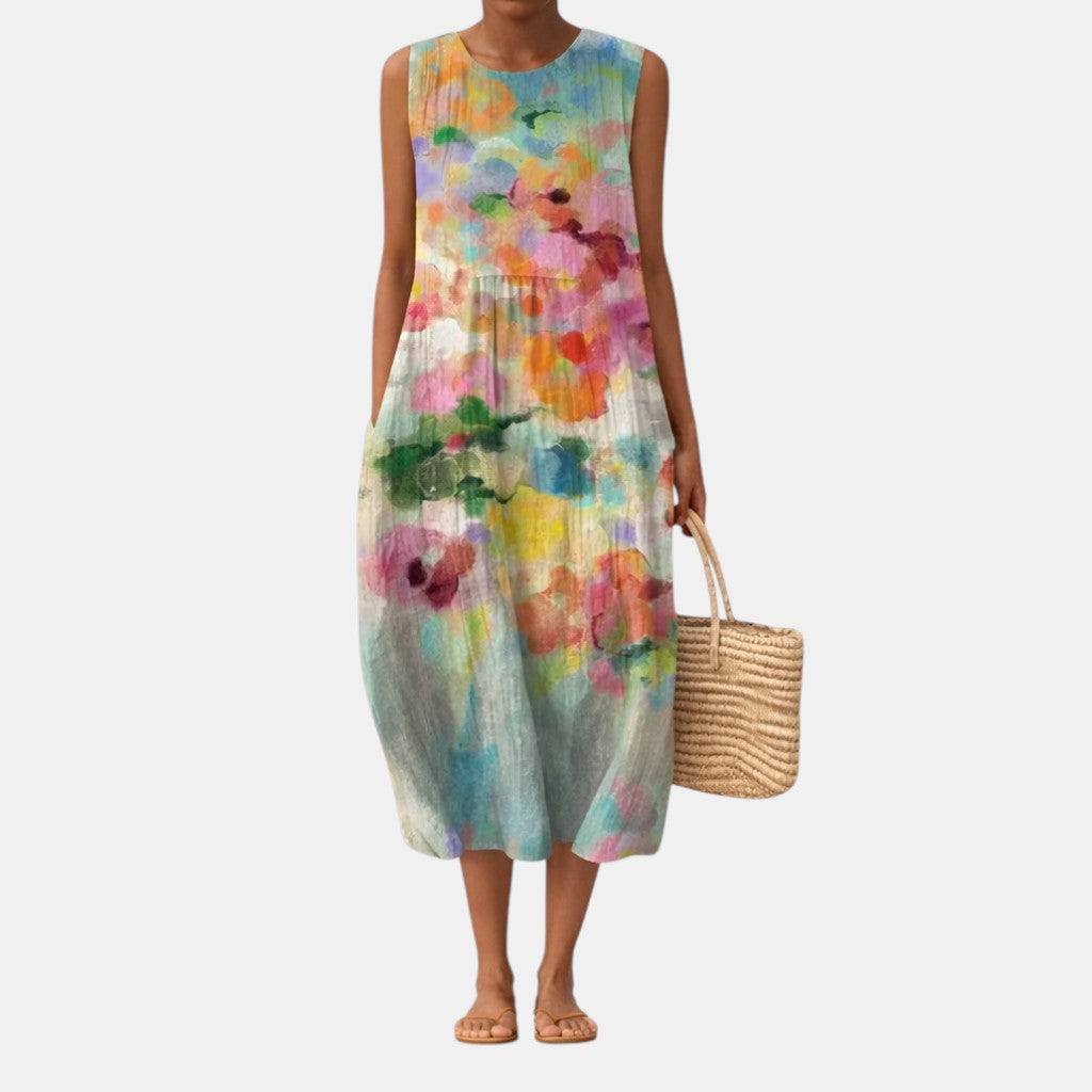 Vestido midi multicolor elegante Nadia