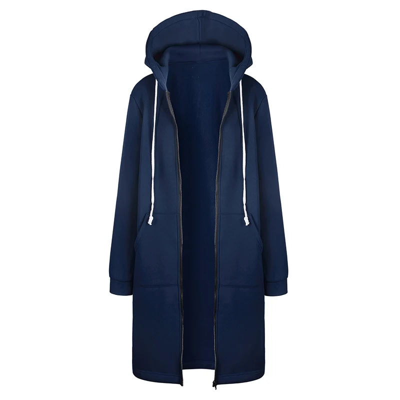 Abrigo sudadera largo con capucha Olivia azul marino - Azul marino
