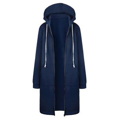 Abrigo sudadera largo con capucha Olivia azul marino - Azul marino
