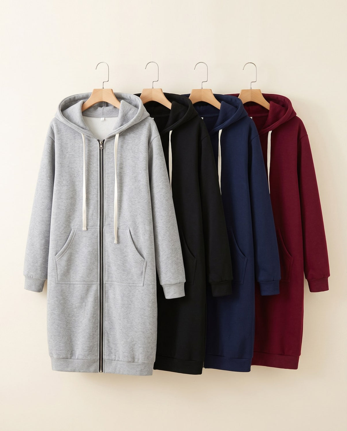 Abrigo sudadera Olivia en gris, negro, azul marino y granate - Todos los colores