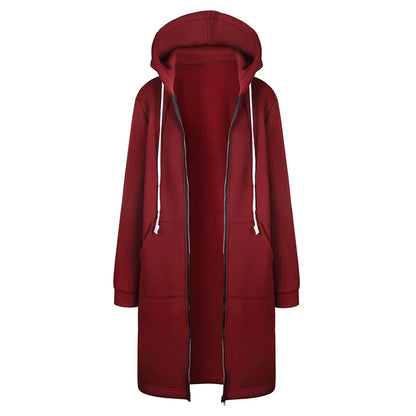 Abrigo sudadera largo con capucha Olivia granate - Granate