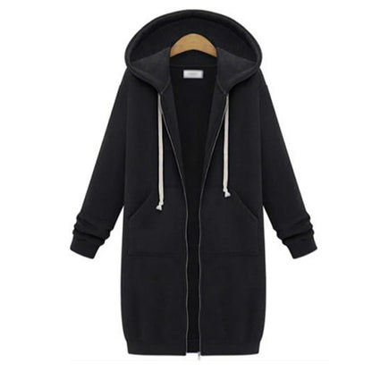 Abrigo sudadera largo con capucha Olivia negro - Negro