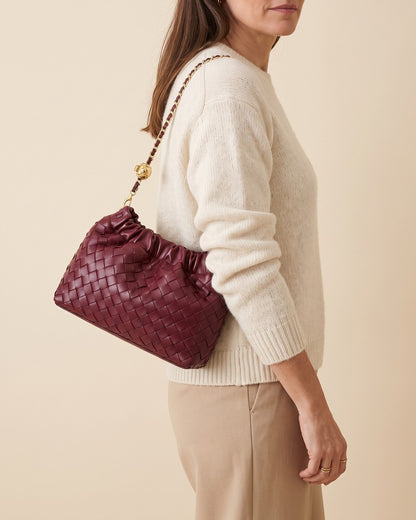 Bolso trenzado con cadena Olivia - Borgoña