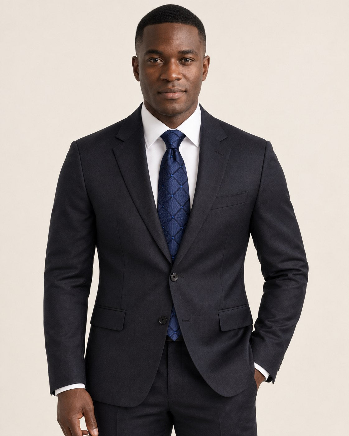Corbata jacquard Hugo, azul marino (antigua)