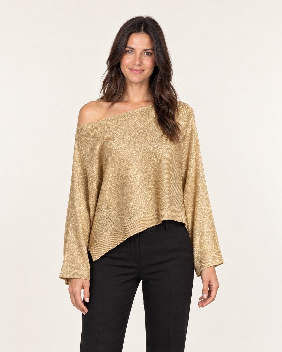 Blusa asimetrica de lentejuelas - Dorado