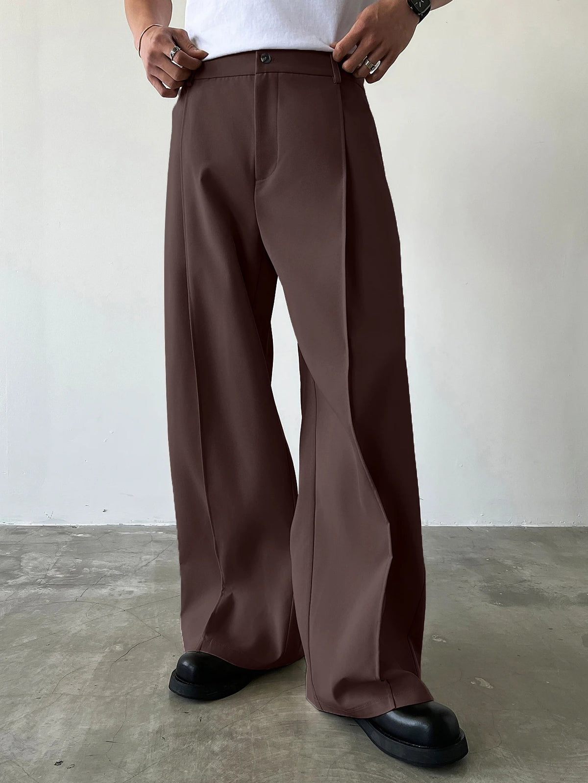 Pantalón de vestir de pinzas en marrón (antigua)