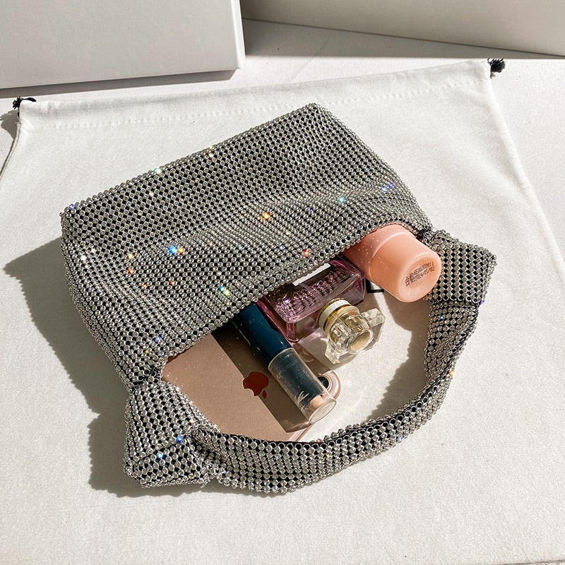 Bolso de pedrería Grace - Plateado