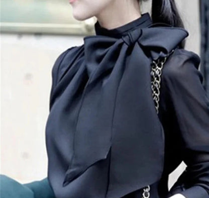 Blusa de gasa con lazo Sofía, negro, detalle (antigua)