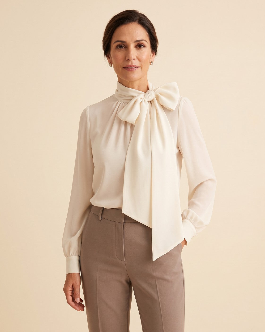 Blusa de gasa con lazo Sofía - Blanco