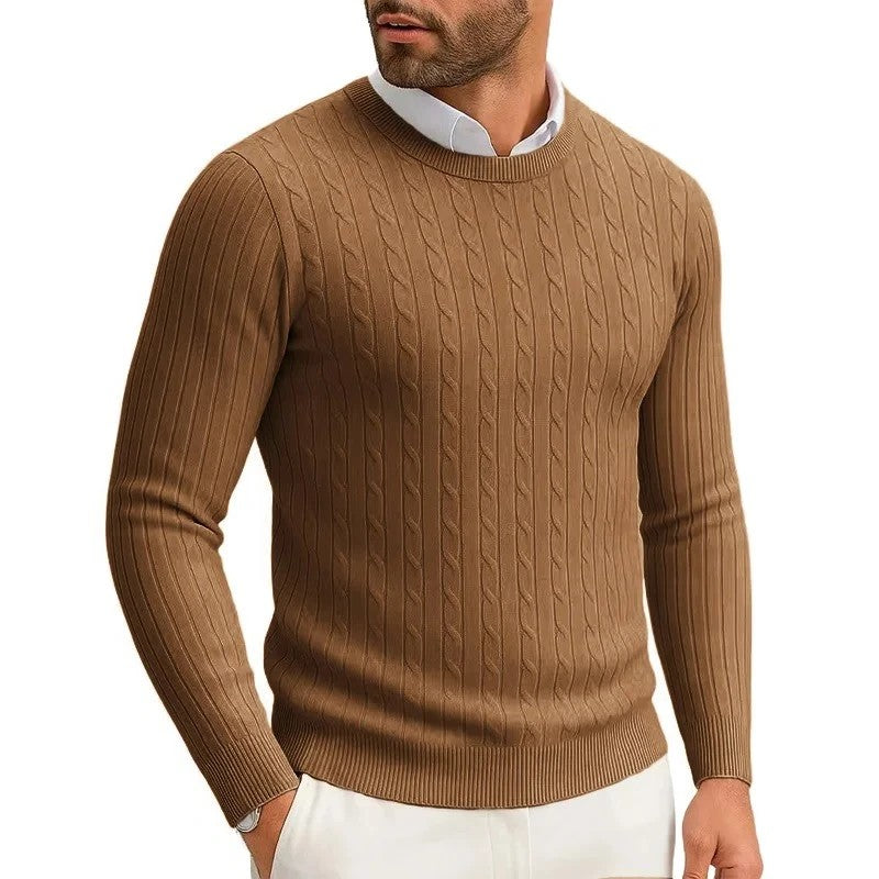 Jersey de punto trenzado en camel (antigua)