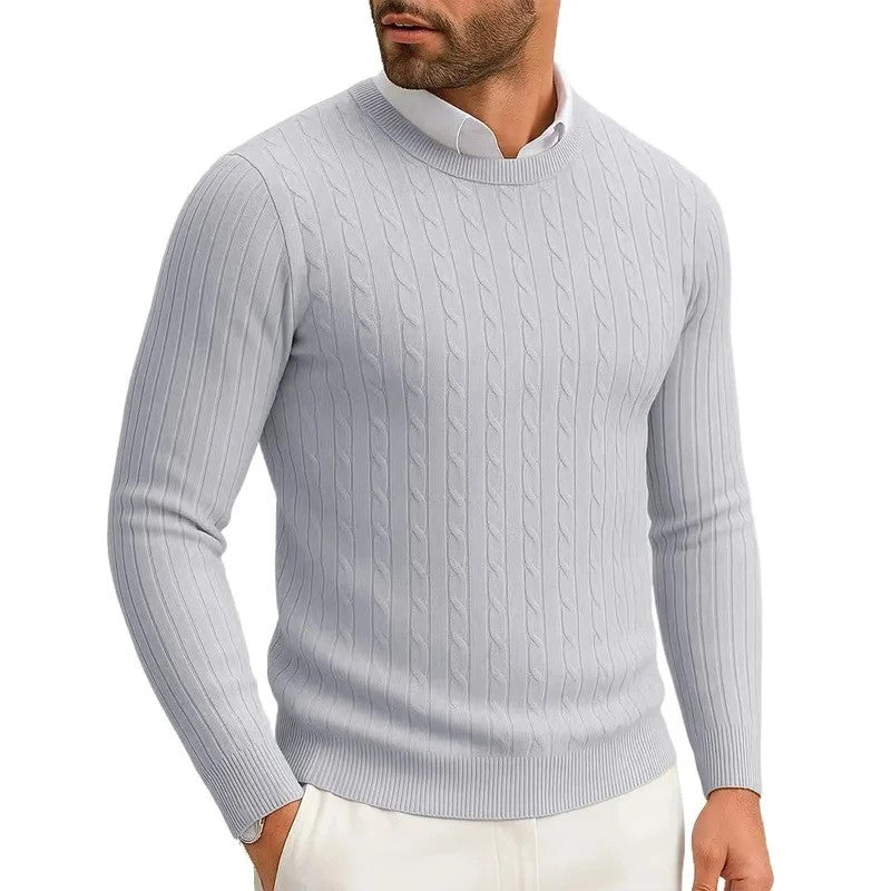 Jersey de punto trenzado en gris claro (antigua)
