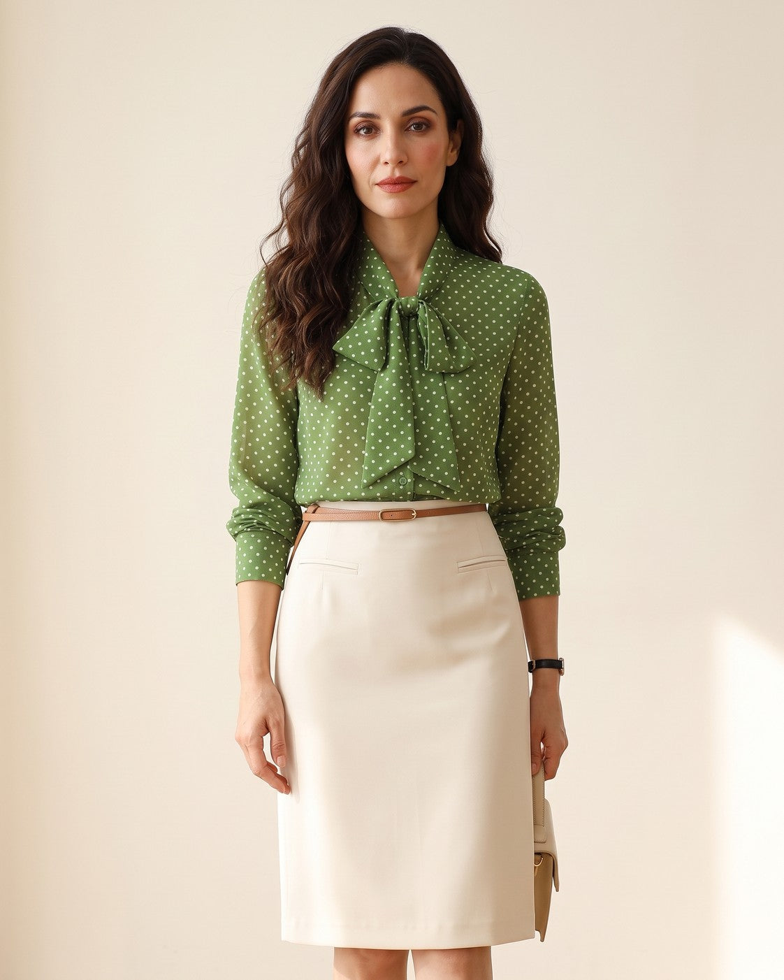 Blusa de lunares con lazo Vera - Verde